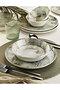 Hermia MCH-06-18-PRC Vajilla de Porcelana 18 Piezas - Blanco y Antracita, Apta para Lavavajillas y Microondas